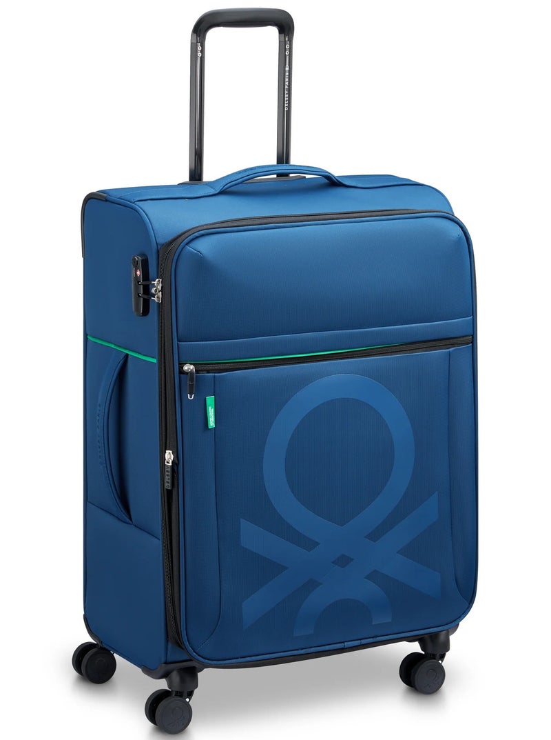 UNITED COLORS OF BENETTON Color Block 69 Cm 4-Double Wheeled Softside Expandable Check-In Luggage Trolley Case - Navy - Image 2